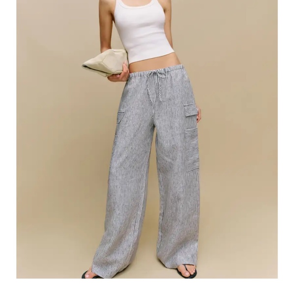 Reformation Pants - Reformation Ethan Linen Pant Ivory - Size L